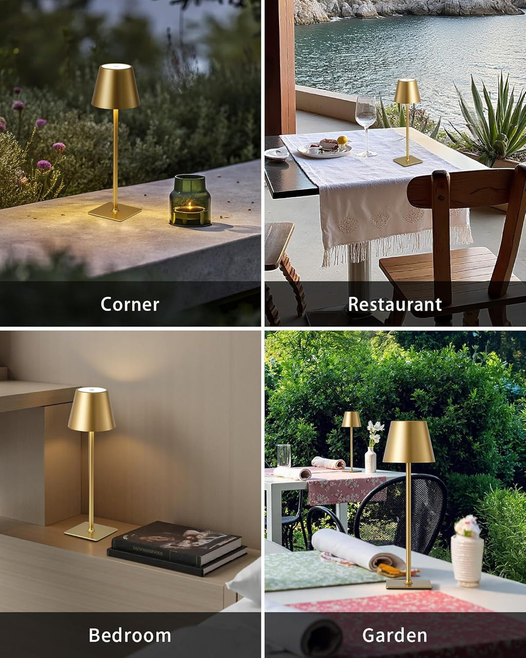 KDG 2 Pack Cordless Table Lamp, Portable LED Desk Lamps, 4000mAh Battery Operated, 3 Color Stepless Dimming Up, for Restaurant, Bedroom…