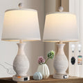 PARTPHONER Traditional Table Lamps Set of 2, Bedside Touch Lamp with USB C+A Charging Ports, Rustic Farmhouse Table Lamps for Living Room…