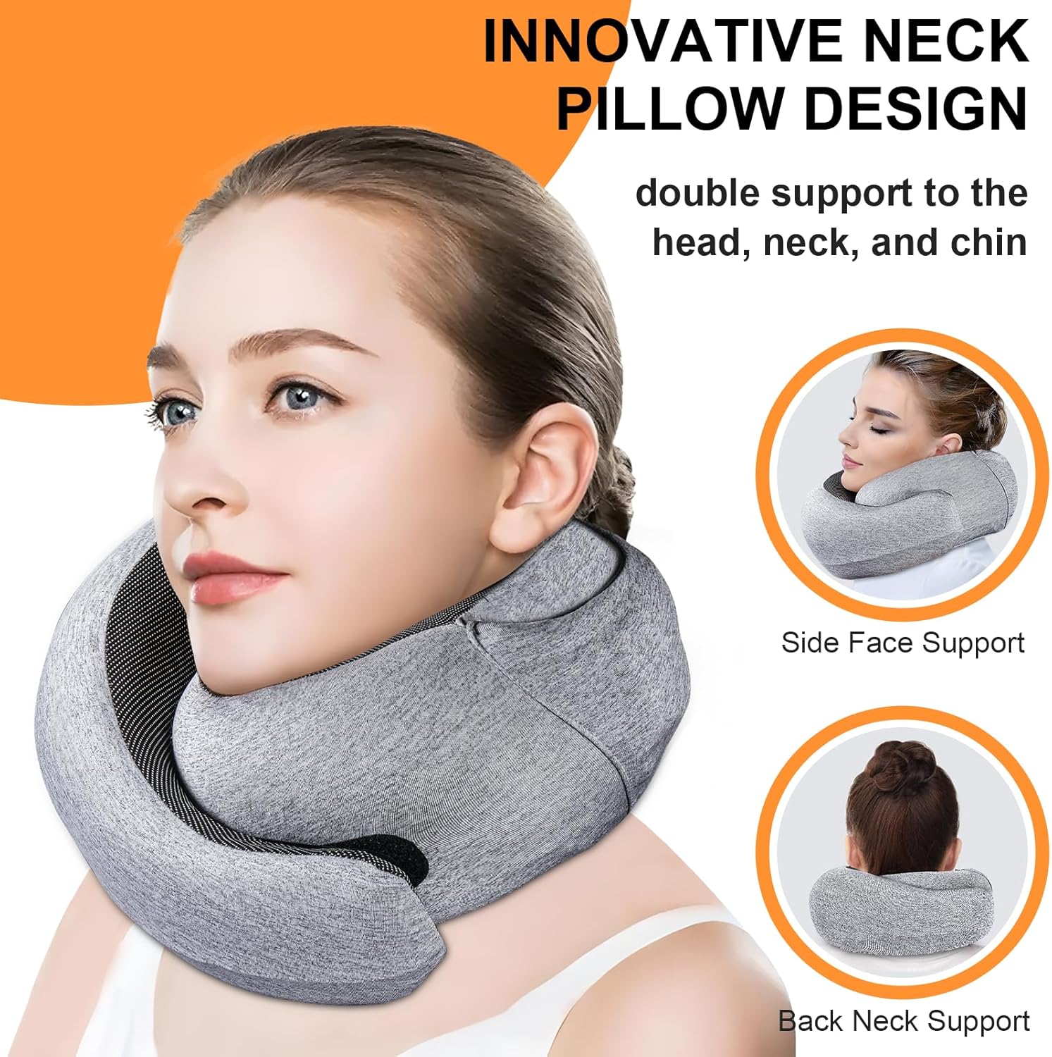 Vzpeun Travel Pillow - Hooded Neck Pillow Airplane Memory Foam Filling for Plane, Cars Sleeping, Road Trip, Long Flights, Airplane Travel E…