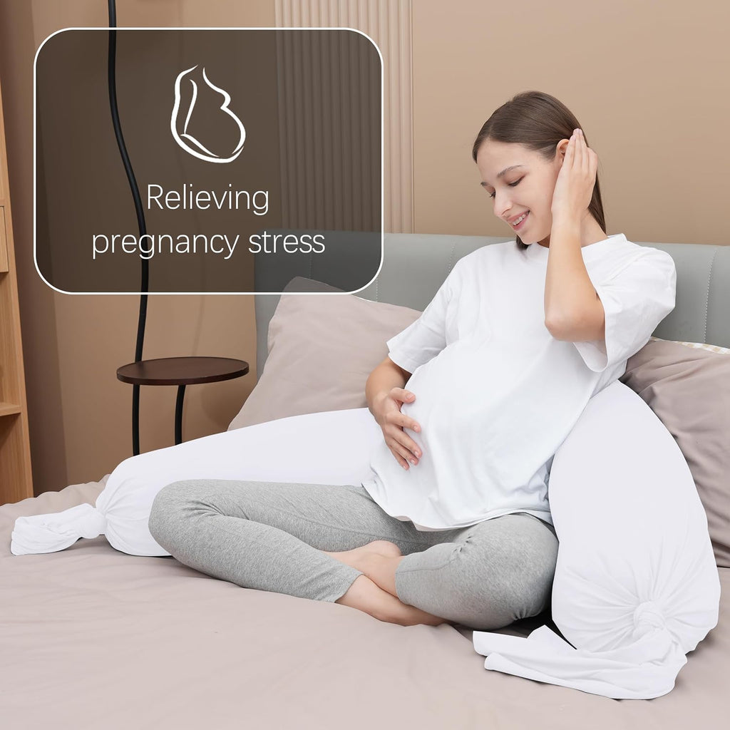 Moonpark MOON PARK Pregnancy Pillow - Incredibly Smooth and Soft Cooling Cover I Shaped Full Body Maternity Pillow with Removable Cover - S…