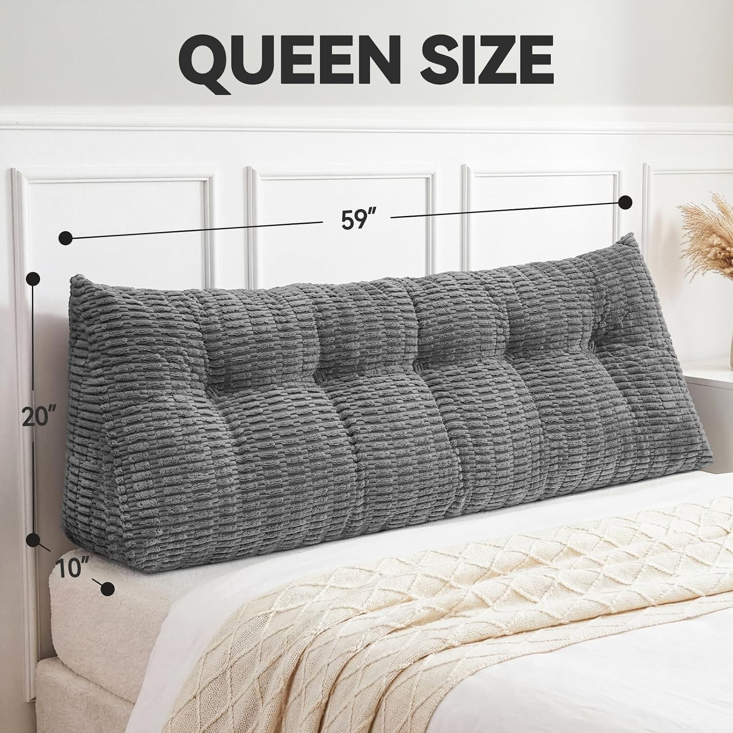 Luisof Wedge Pillow Headboard Queen Triangular Bed Wedge Pillow for Headboard, Head Board Backrest Pillow for Bed Sofa Daybed Pillows for S…