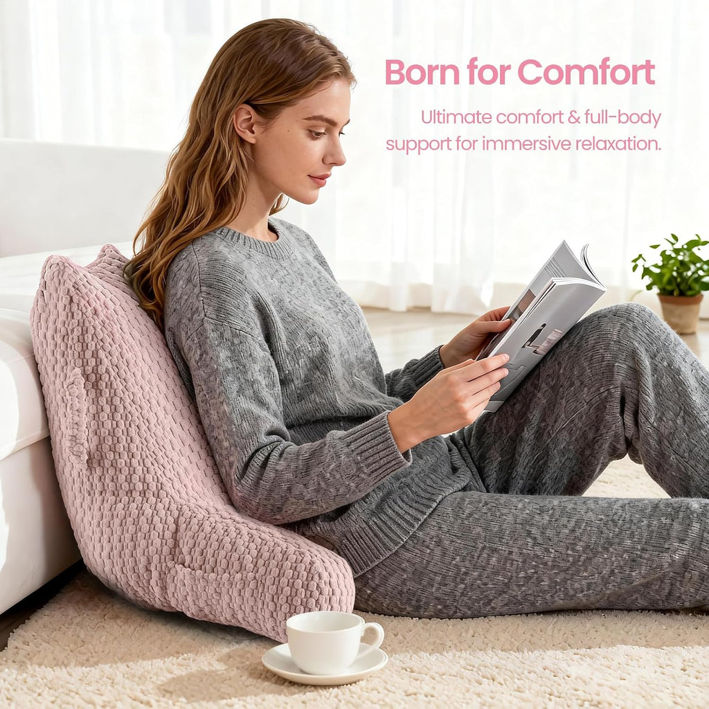 Yagamo Yaagmo Large Reading Pillow for Bed Sitting Up, Corduroy Backrest Pillow with Shredded Memory Foam Filling, Back Support Cush…