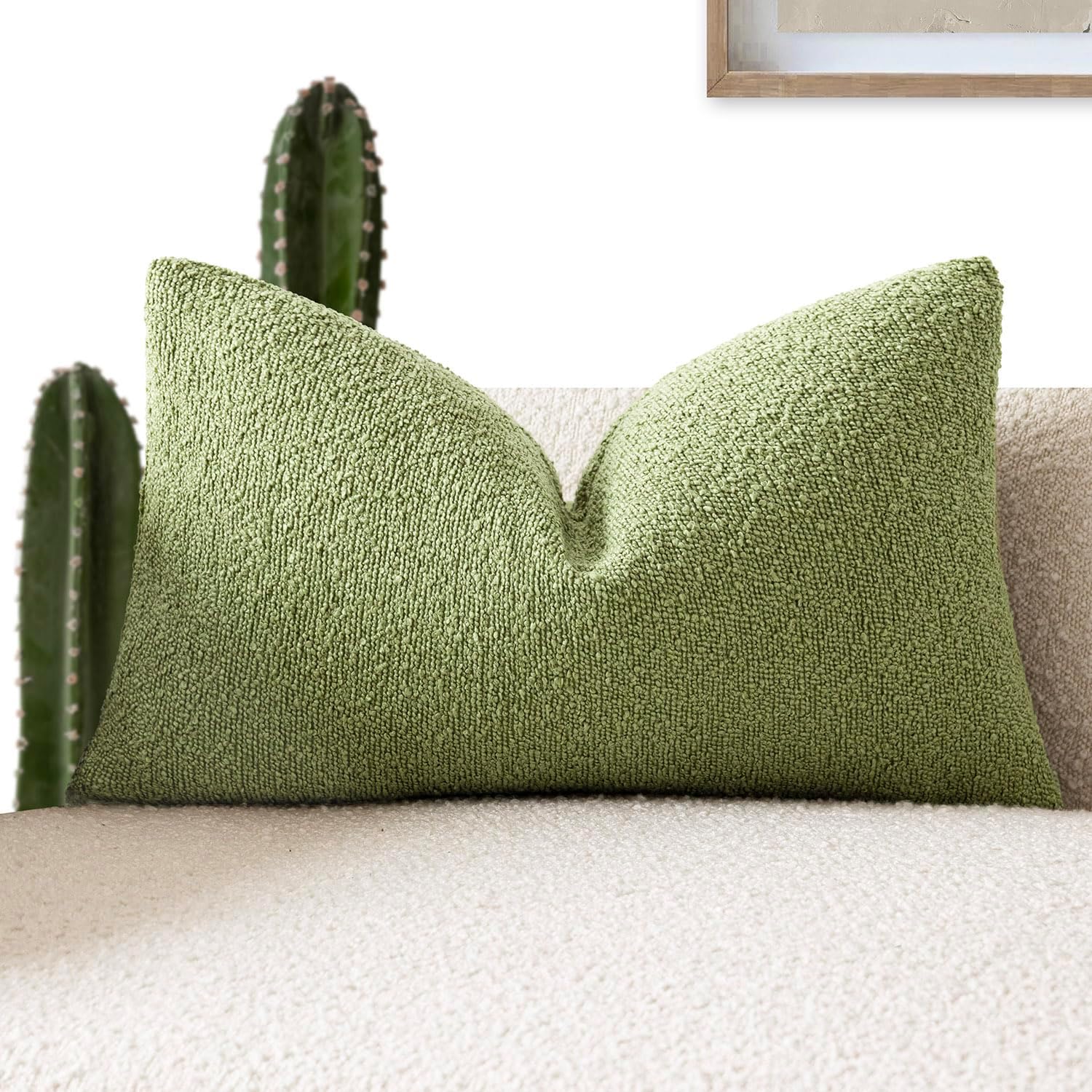 Foindtower Decorative Textured Boucle Throw Pillow Covers Accent Solid Lumbar Pillow Cases Neutral Cozy Couch Cushion Case for Chair Sofa…