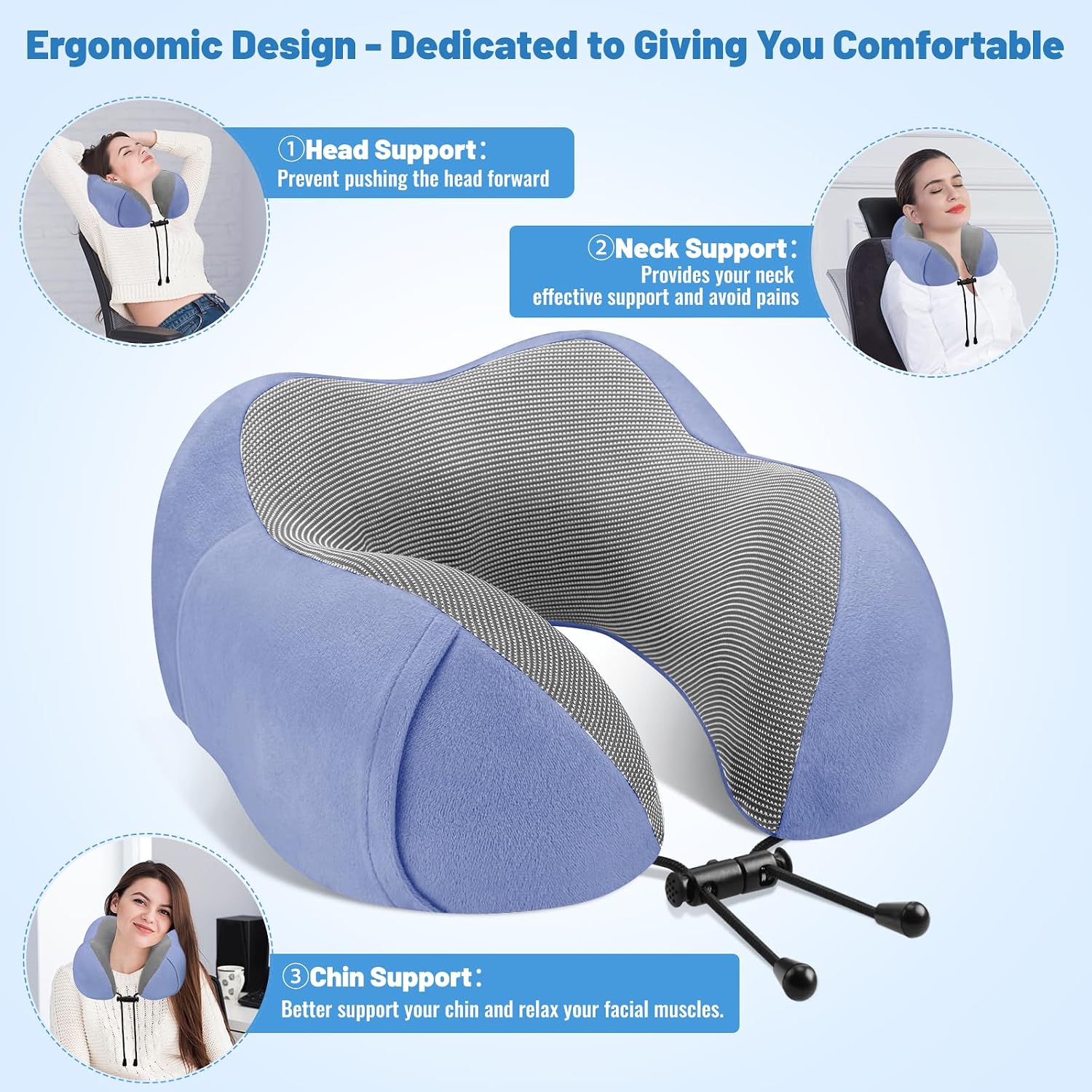 CloudBliss Travel Pillow Premium Memory Foam, Comfortable & Supportive Neck Pillow, Sleeping Neck Pillows for Travel, Airplane Pillow for…