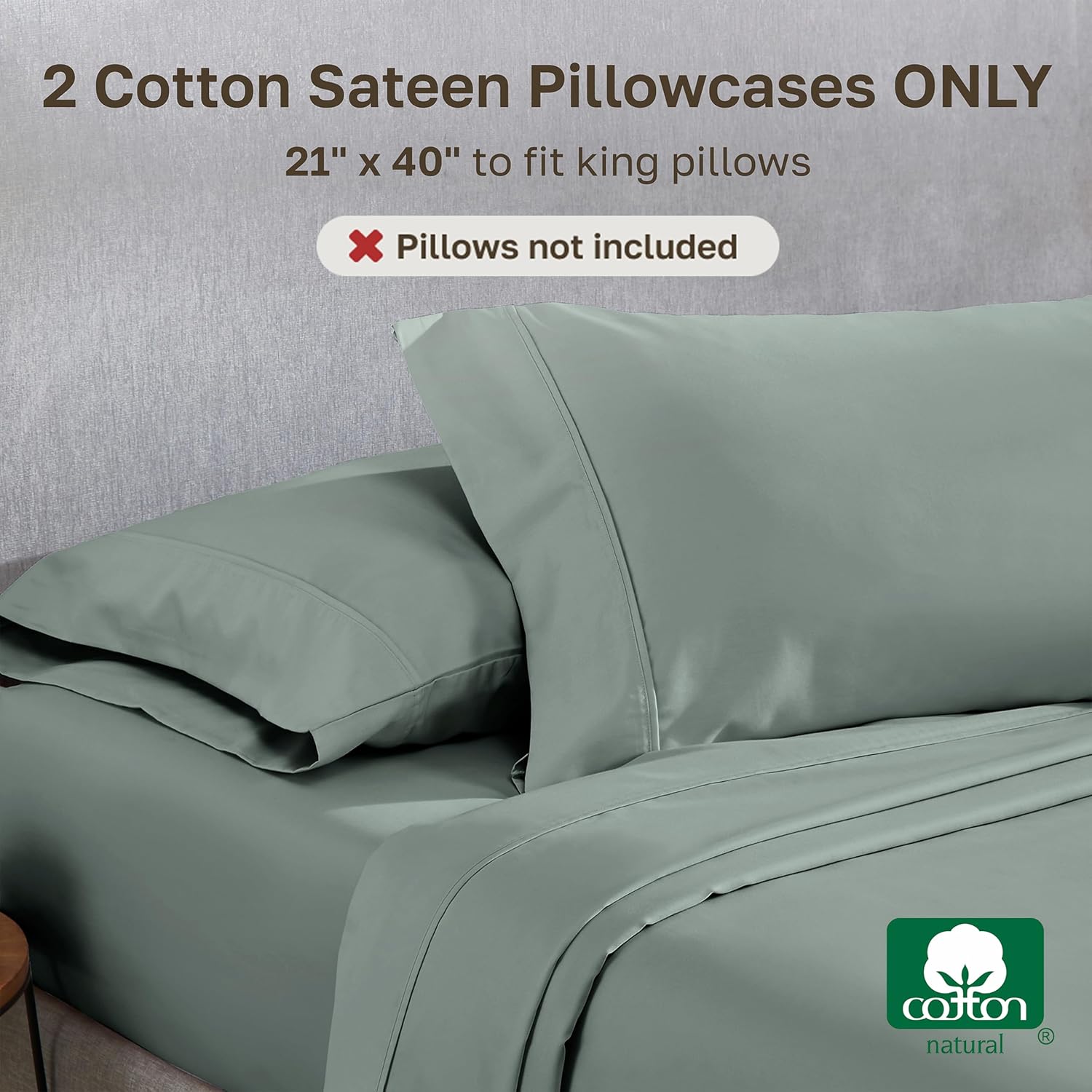 CaliforniaDesignDen California Design Den King Size Pillowcase Set - 400 Thread Count, 100% Cotton Sateen, Set of 2 Pillow Covers, Soft and…