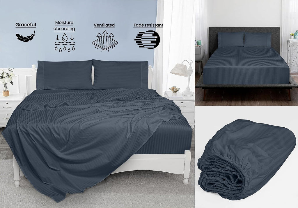 Royalelinens ROYALE LINENS 300 Thread Count 100% Long Staple Combed Cotton Printed Sheet Set - 4 Piece Full Bed Sheets - 1 Fitted, 1 Flat,…