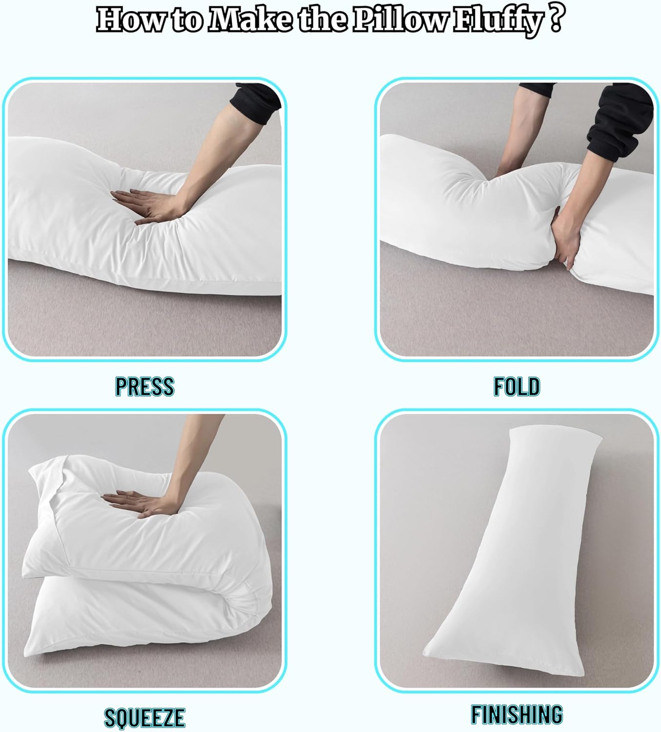 Ubauba Memory Foam Body Pillow with Cover, Full Large Body Pillows Insert for Adults with Envelope Closure Pillowcase, Firm & Fluffy Long…