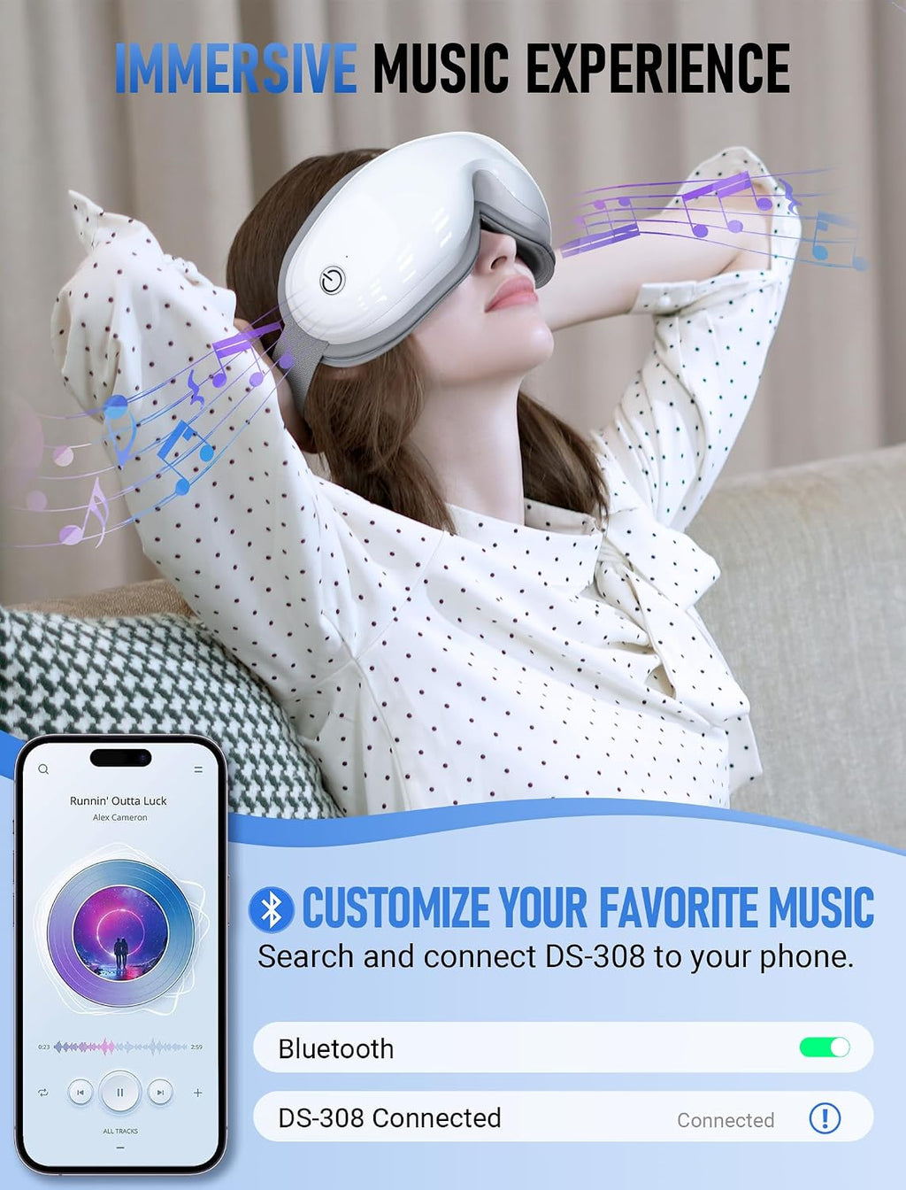 YunRayo Eye Massager with Bluetooth Music, Heating & Vibration-Wireless Massage Mask for Relieving Dry Eyes, Eye Strain & Headaches,…