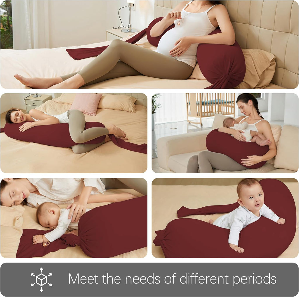 Moonpark MOON PARK Pregnancy Pillow - Incredibly Smooth and Soft Cooling Cover I Shaped Full Body Maternity Pillow with Removable Cover - S…