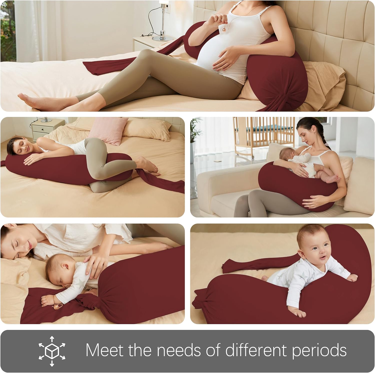 Moonpark MOON PARK Pregnancy Pillow - Incredibly Smooth and Soft Cooling Cover I Shaped Full Body Maternity Pillow with Removable Cover - S…
