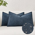 KevinTextile Kevin Textile Waterproof Decorative Pillow Covers Dusty Blue 12x20 Inch Pack of 2 Soft Boucle Textured Lumbars Cushions Elegan…
