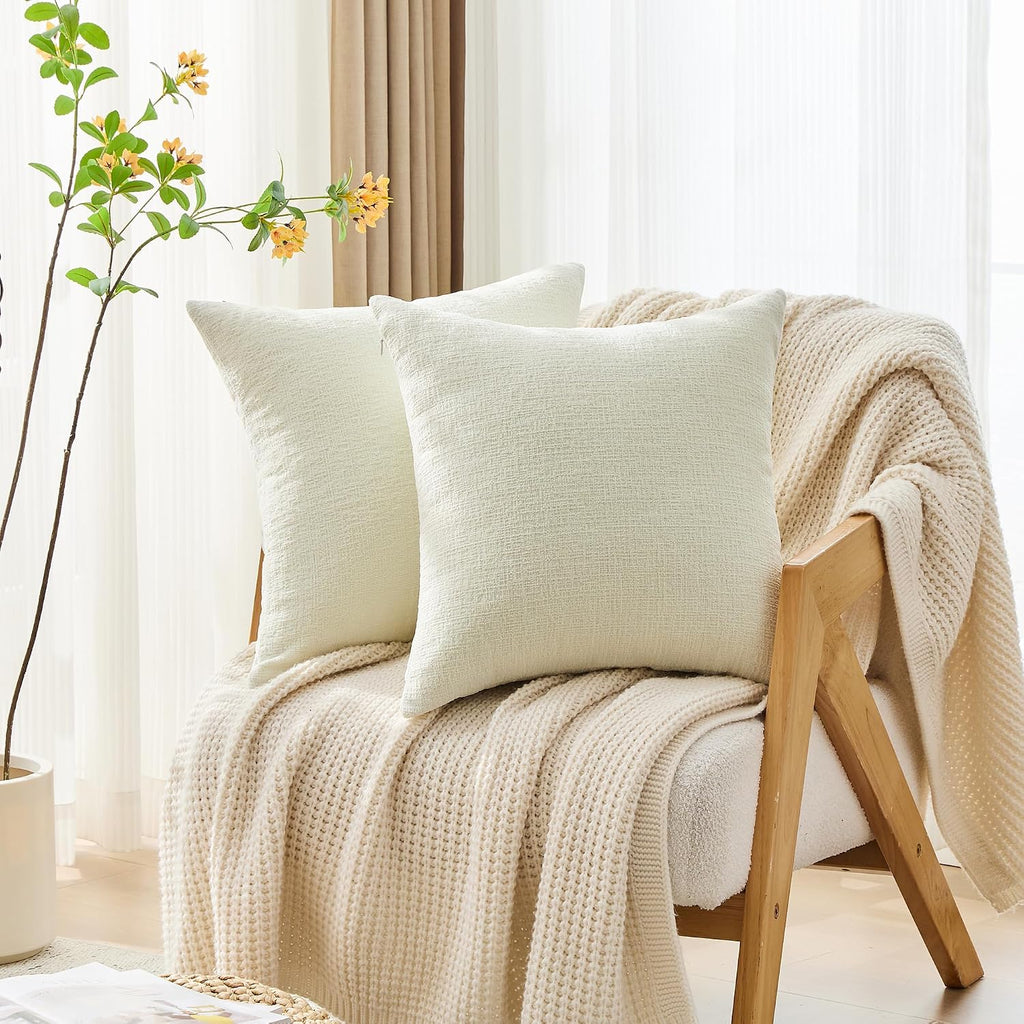 Gawamay Set of 2 Soft Textured Chenille Throw Pillow Covers 26x26 Inch (66x66 CM), Decorative Pillowcases Cushion Covers for Farmhouse Home…
