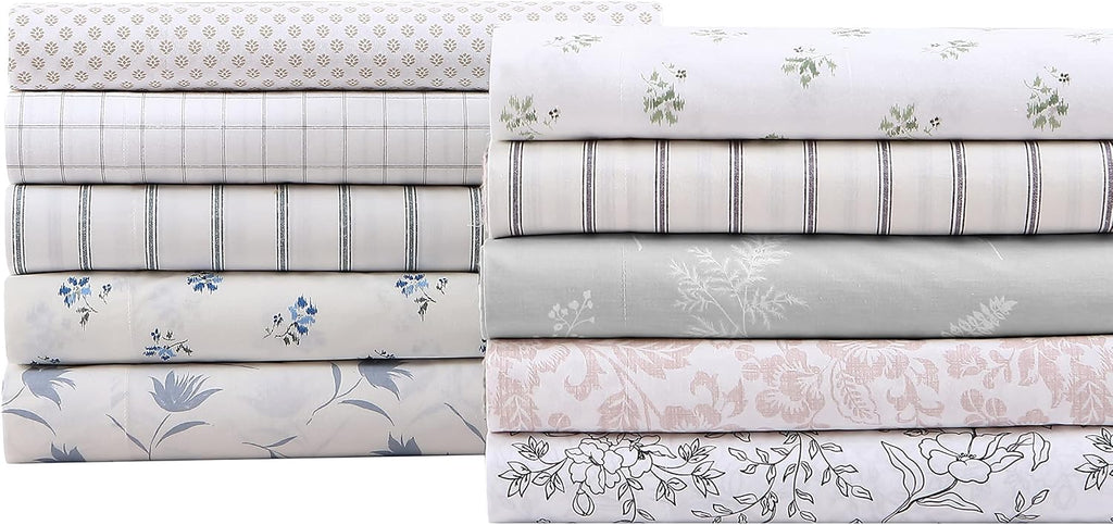 StoneCottage Stone Cottage - Twin Sheets, Cotton Percale Bedding Set, Crisp & Cool Ideal Bedding Set (Trenton Stripe Green, Twin) Cotton Gr…