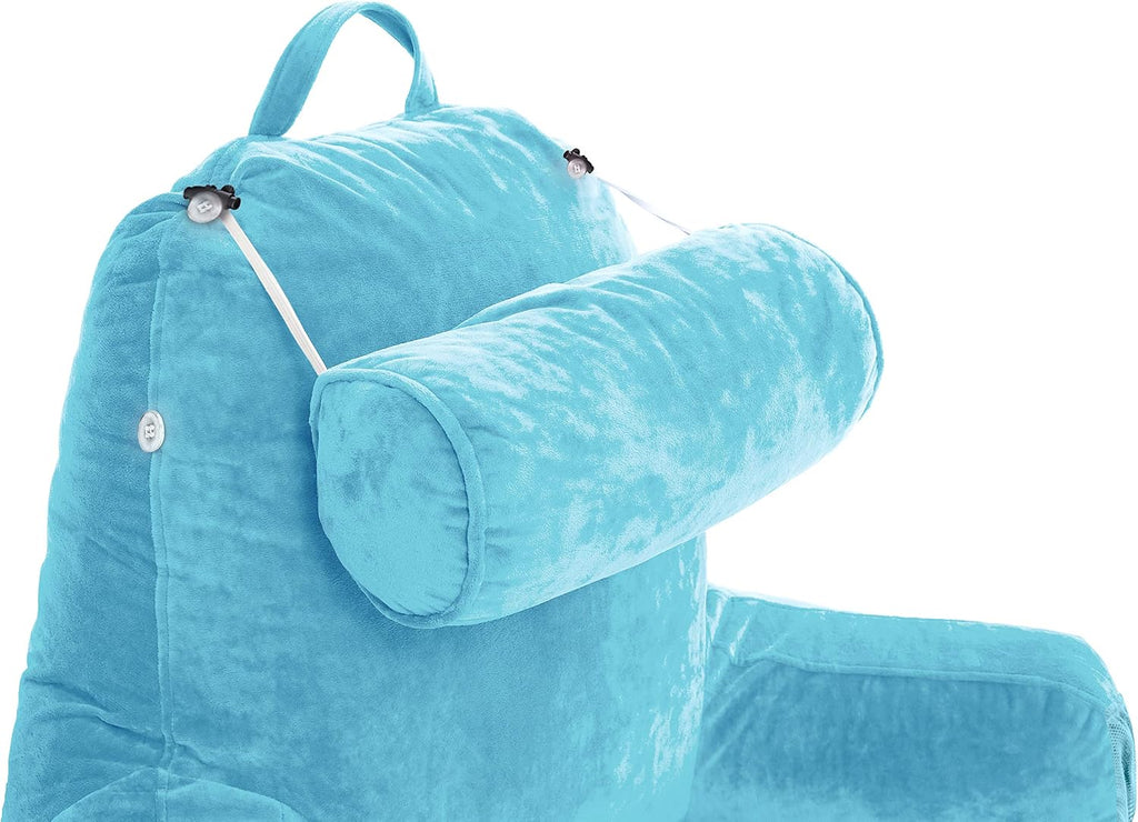 Husband Pillow Medium Reading Pillow with Arms - 23" Backrest for Sitting Up in Bed - Firm Support Bed Rest Pillow for Adults, Neck Roll…