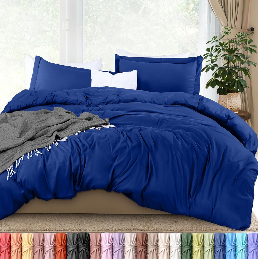 Utopia Bedding Duvet Cover King Size - 3 Piece with Zipper Closure - 1 Comforter Cover 104X90 Inches & 2 Pillow Shams 20X36 Inches (Royal…