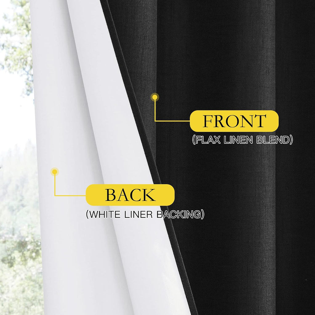 NICETOWN Vintage Open Linen Weave Flax Thermal Curtains, 100% Blackout Curtains 120 inches Long for Dining Room, Soundproof Window…