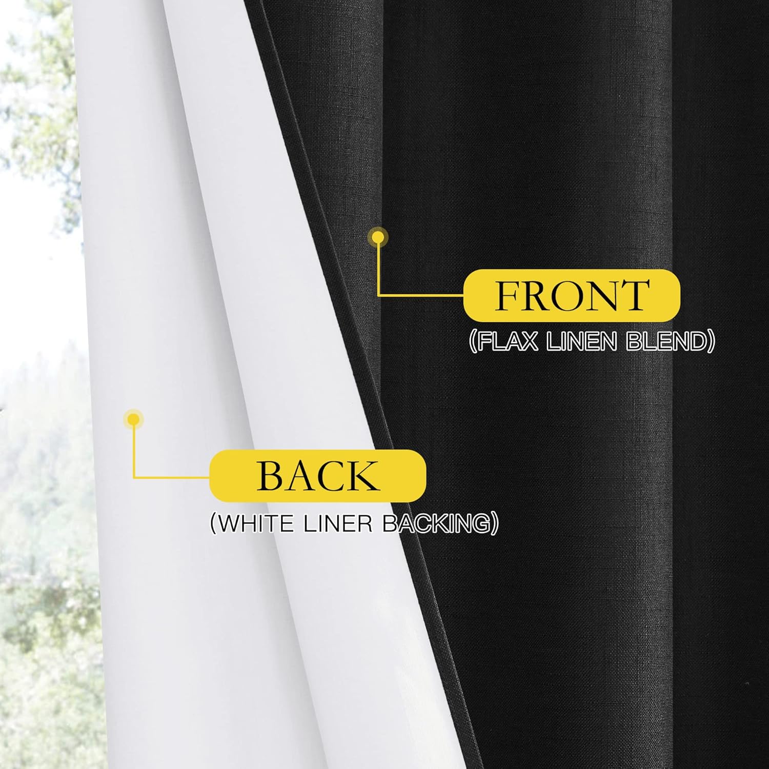 NICETOWN Vintage Open Linen Weave Flax Thermal Curtains, 100% Blackout Curtains 48 inches Long for Dining Room, Soundproof Window…