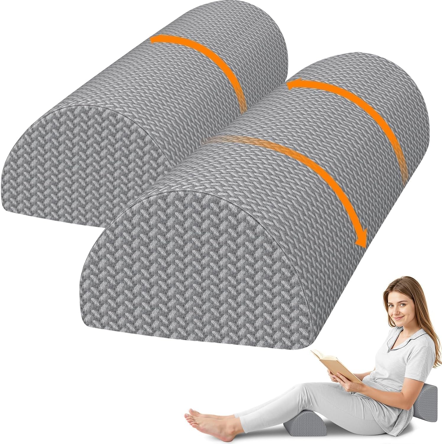 SweetSlubr Knee Pillow for Side Sleepers, Half Moon Memory Foam Bolster Pillow for Legs, Ergonomic Design Wedge Elevation Pillow for…