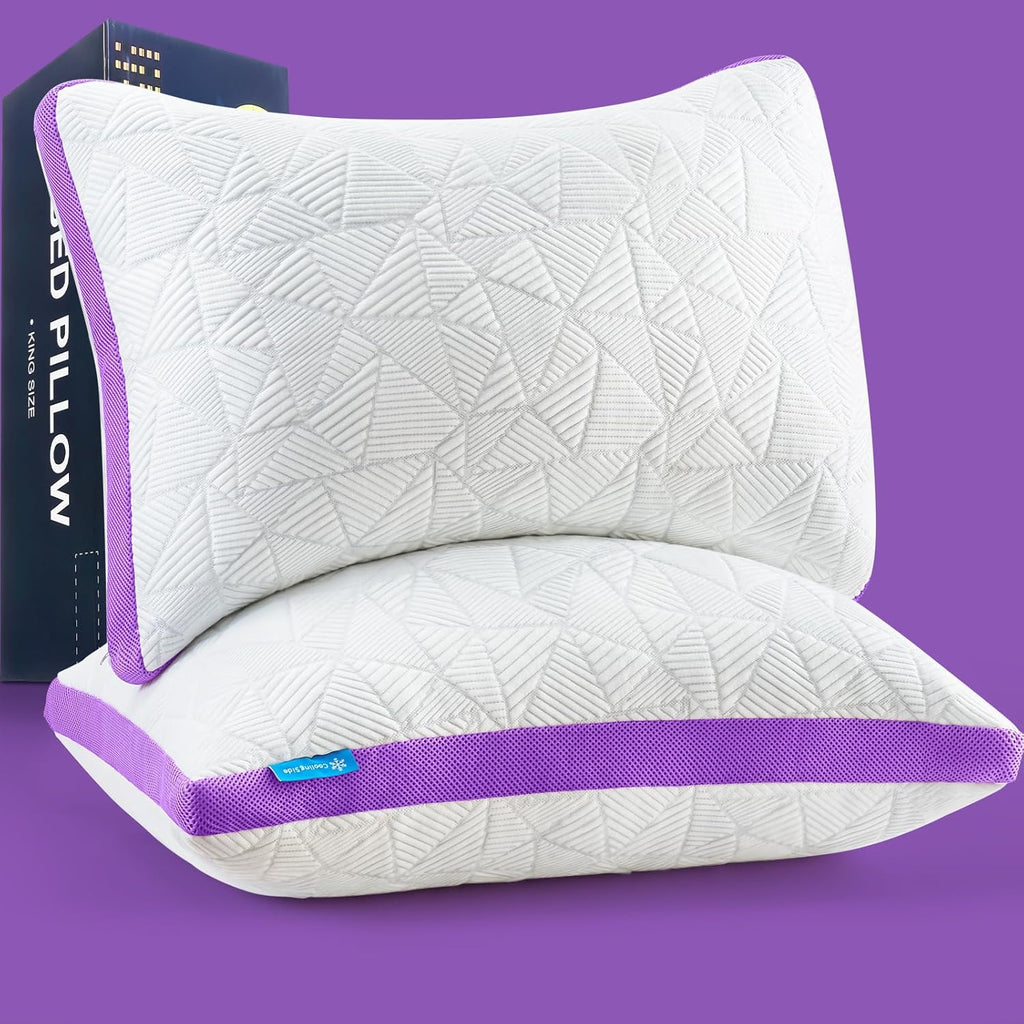 BETU Cooling Pillows Queen Size Set of 2, Shredded Memory Foam Pillows Cool for Hot Sleepers, Adjustable Firm Soft Support Bed Pillow…