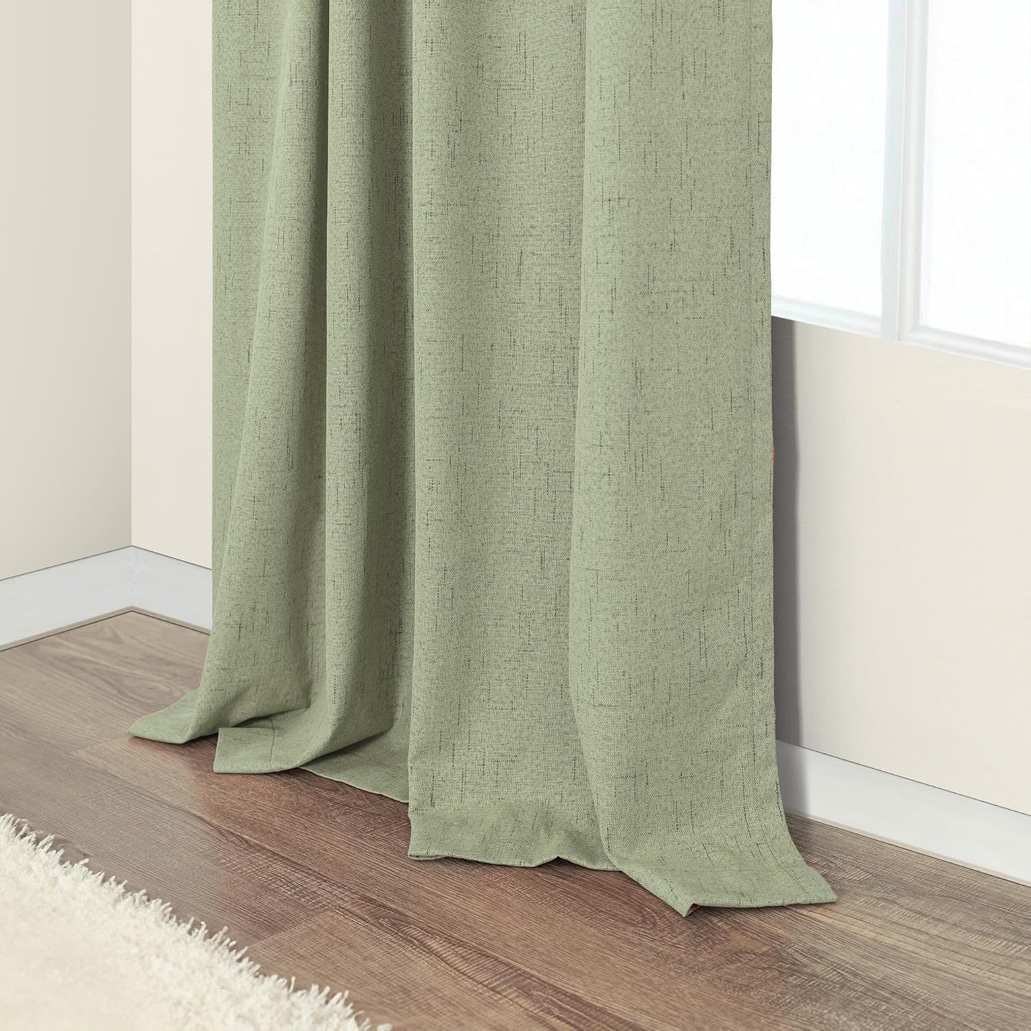 Pitalk 102 Inch Curtains Blackout Sage Green Christmas Decoration Black Out Linen Drapes for Bedroom Aesthetic Moody Retro Vintage Light Sa…