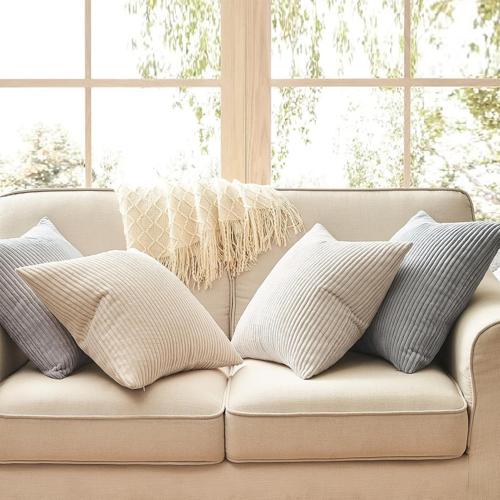 Topfinel 4 Packs Neutral Decorative Throw Pillows Covers 26x26 Inch for Living Room Couch Bed Sofa, Rustic Farmhouse Boho Neutral Home Deco…