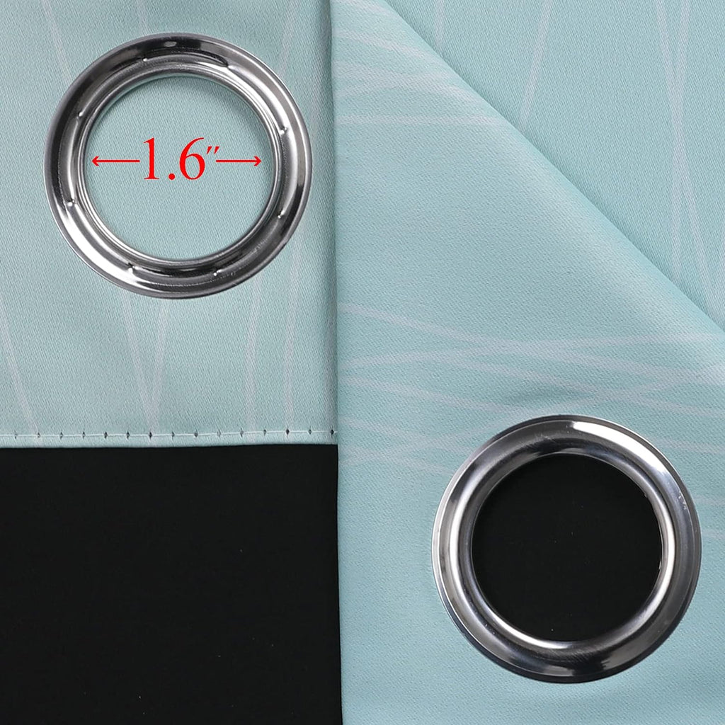 Estelartextiler Estelar Textiler Aqua and Beige Blackout Curtains 102 Inch Length 2 Panels Set, Thermal Insulated Ombre Grommet Drapes for…