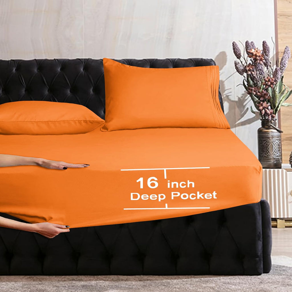 MocassiLuxuryBedding Mocassi Cali King Sheet Set - Luxury Hotel 1800 Premier Bedding Sheets & Pillowcases - Ultra Soft Breathable & Cooling…