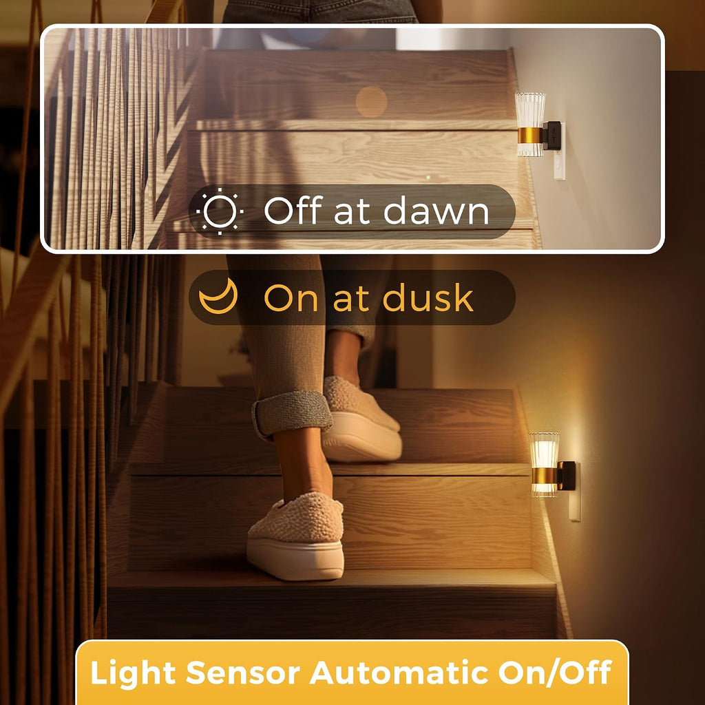 L LOHAS LED Night Light, Night Lights Plug into Wall, 3000K Soft Warm 0-100LM Adjustable Modern Night Lights, Automatic Nightlights Pulg…