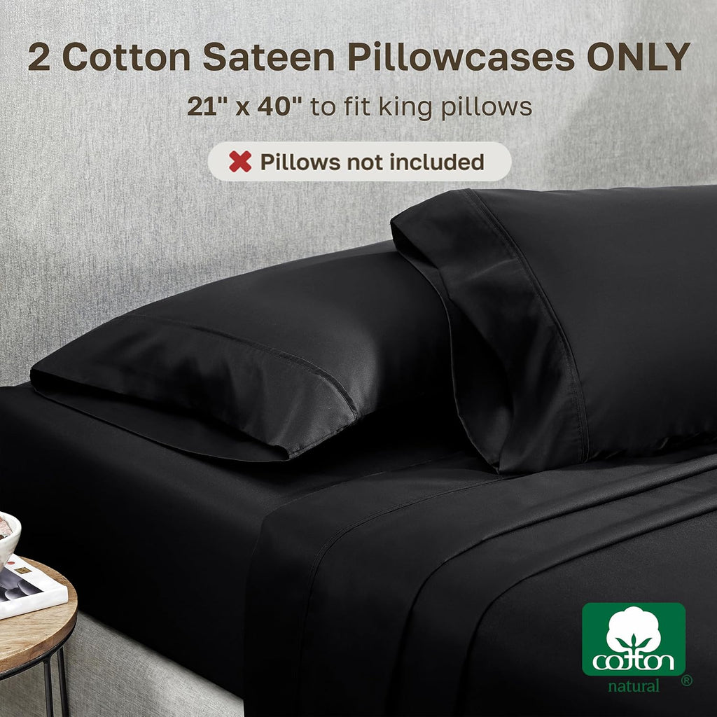 CaliforniaDesignDen California Design Den King Size Pillowcase Set - 400 Thread Count, 100% Cotton Sateen, Set of 2 Pillow Covers, Soft and…