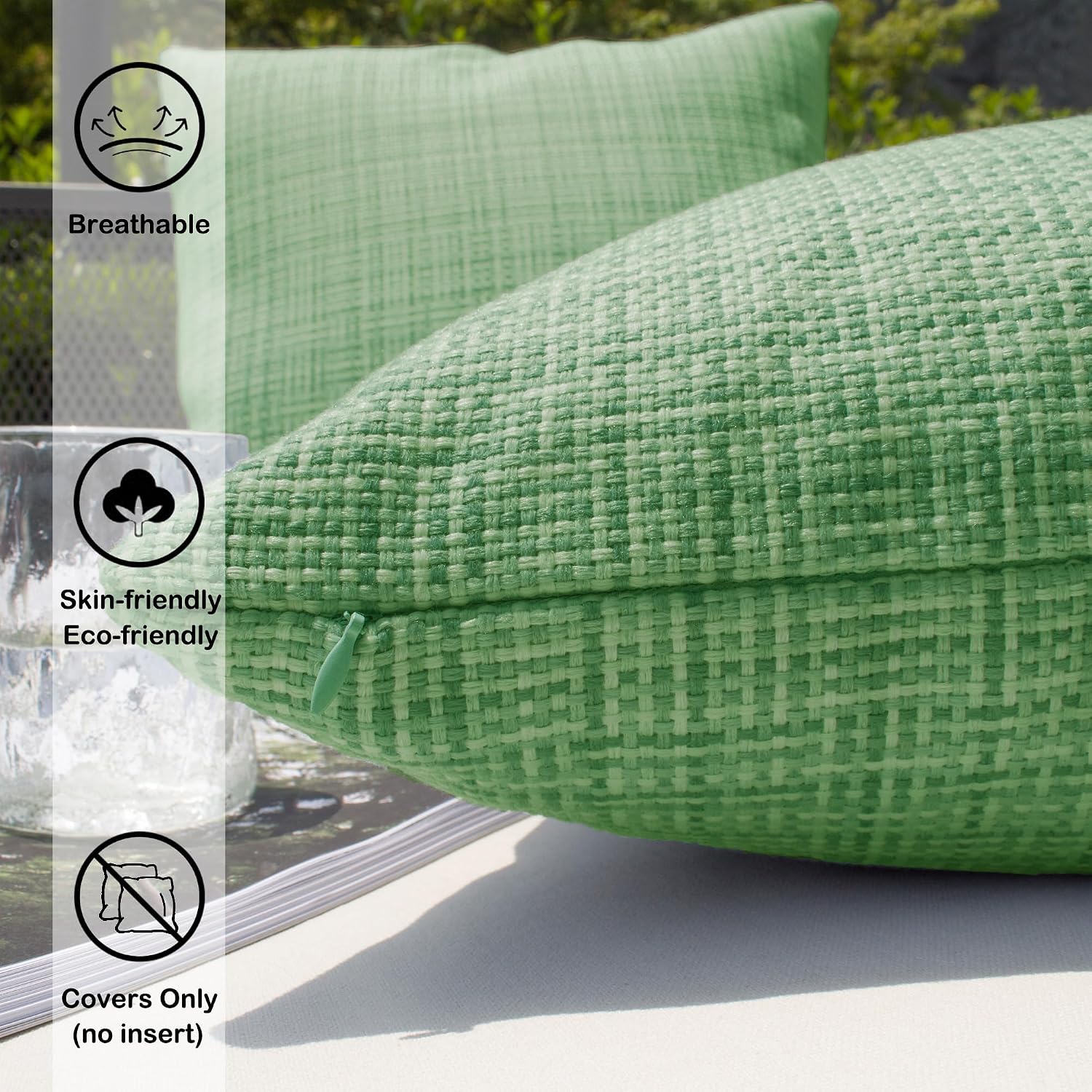 Kevin Textile Pack of 2 Spring Decorative Outdoor Waterproof Pillow Covers Garden Cushion Sham Throw Pillowcase Shell for Patio Tent…