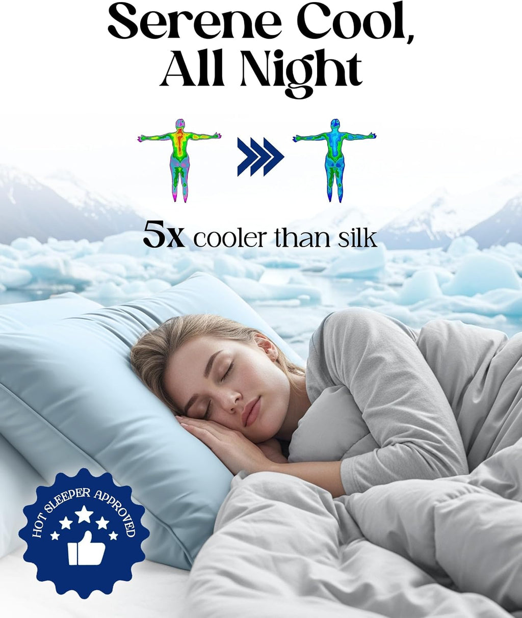 SLEEPHORIA Cooling Pillow Cases - BreezeWeave Queen Size Set of 2 Pillowcases for Hot Sleepers & Cool, Deep Rest - Cloud Soft, Silky…