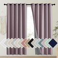 NICETOWN Chaise Mauve Vintage Linen 100% Blackout Curtains for Playroom, Thermal Insulated Curtains 72" Long, Noise Reducing Window…