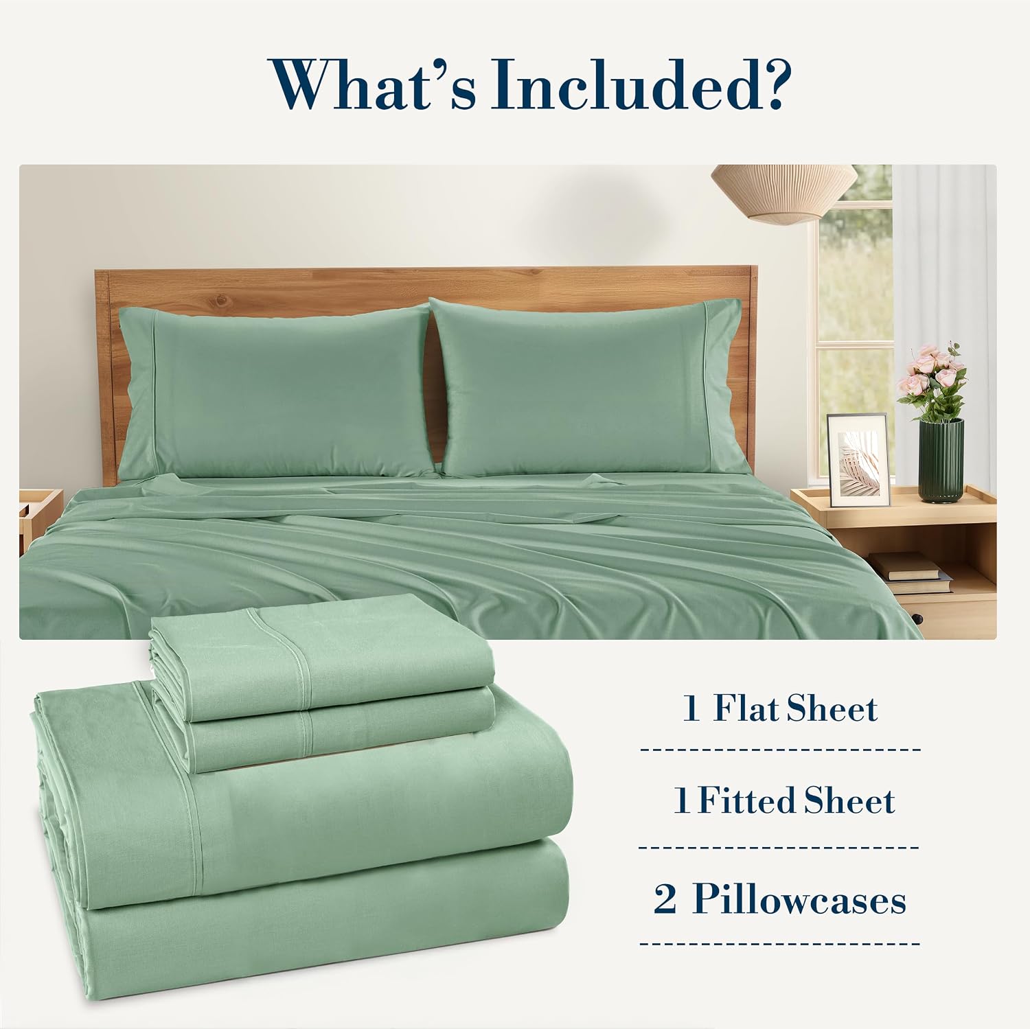 Casa Platino Twin Bed Sheets – 100% Cotton Sheets with 2 Pillowcases, Crisp Percale Weave & Cozy Feel, Cooling & Breathable Twin Sheet…