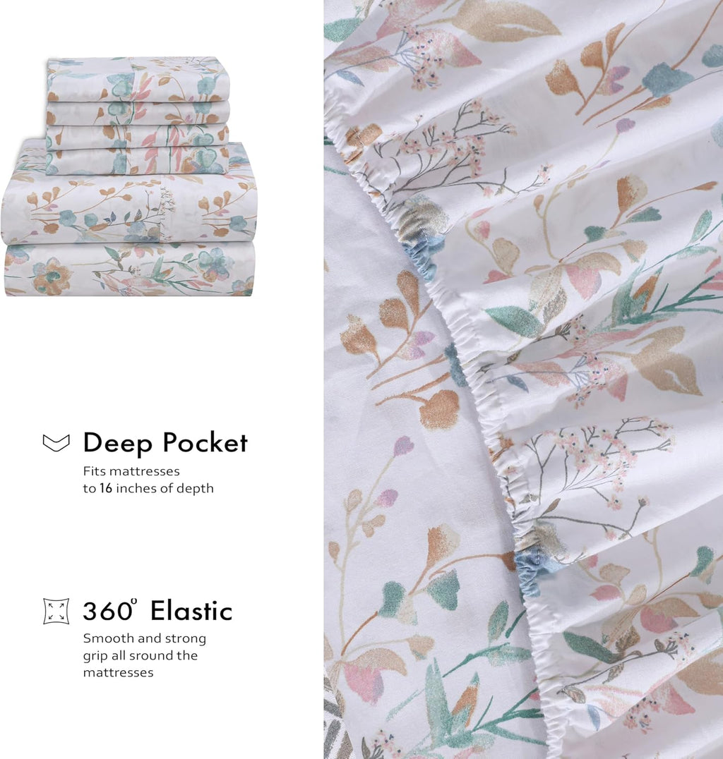 Ruvanti 100% Cotton Percale Sheets Twin XL Size 4 Piece Set, Cooling Bed Sheets for Hot Sleepers, Deep Pocket 16”, Breathable Lightweight &…