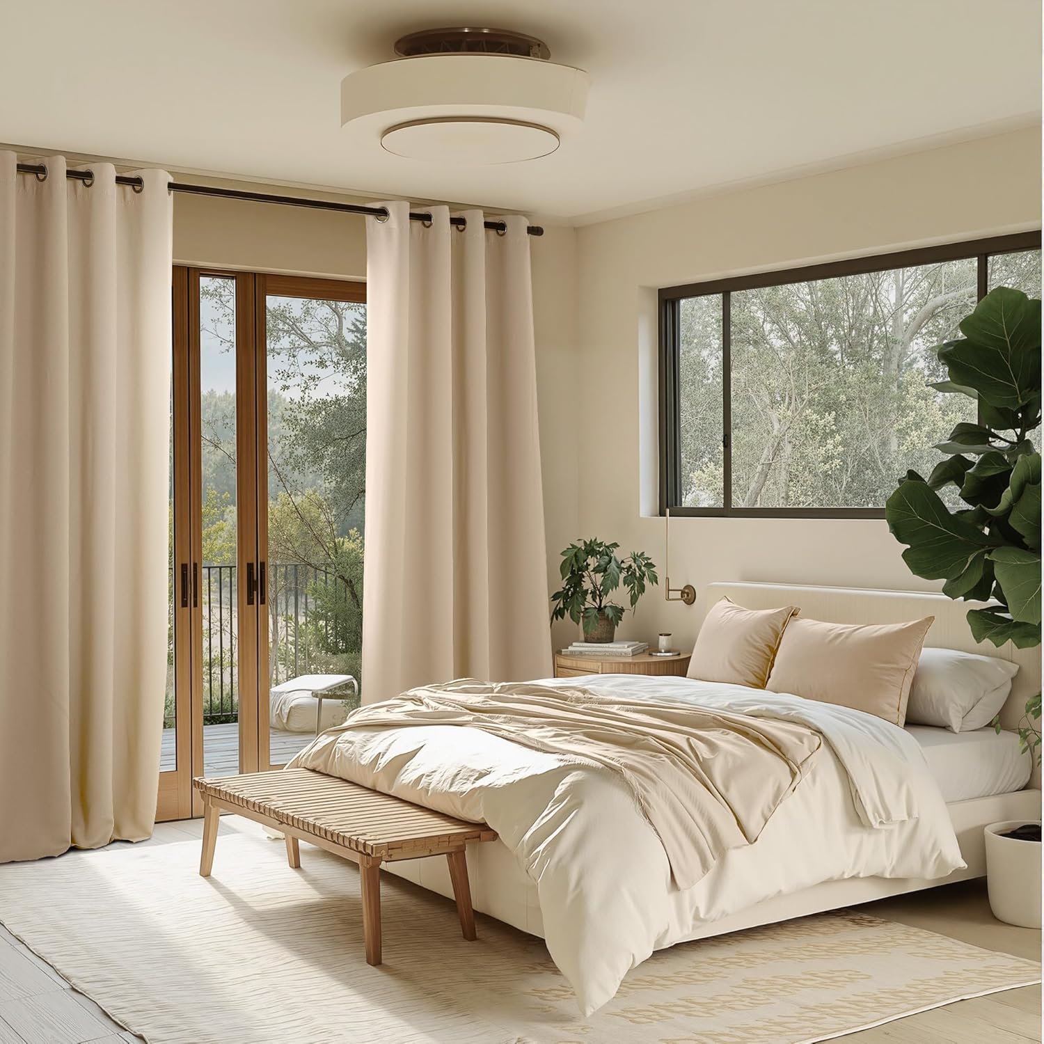 Nicetown Room Darkening Draperies Curtains Panels, 2 Panels Biscotti Beige W52 x L96 silver