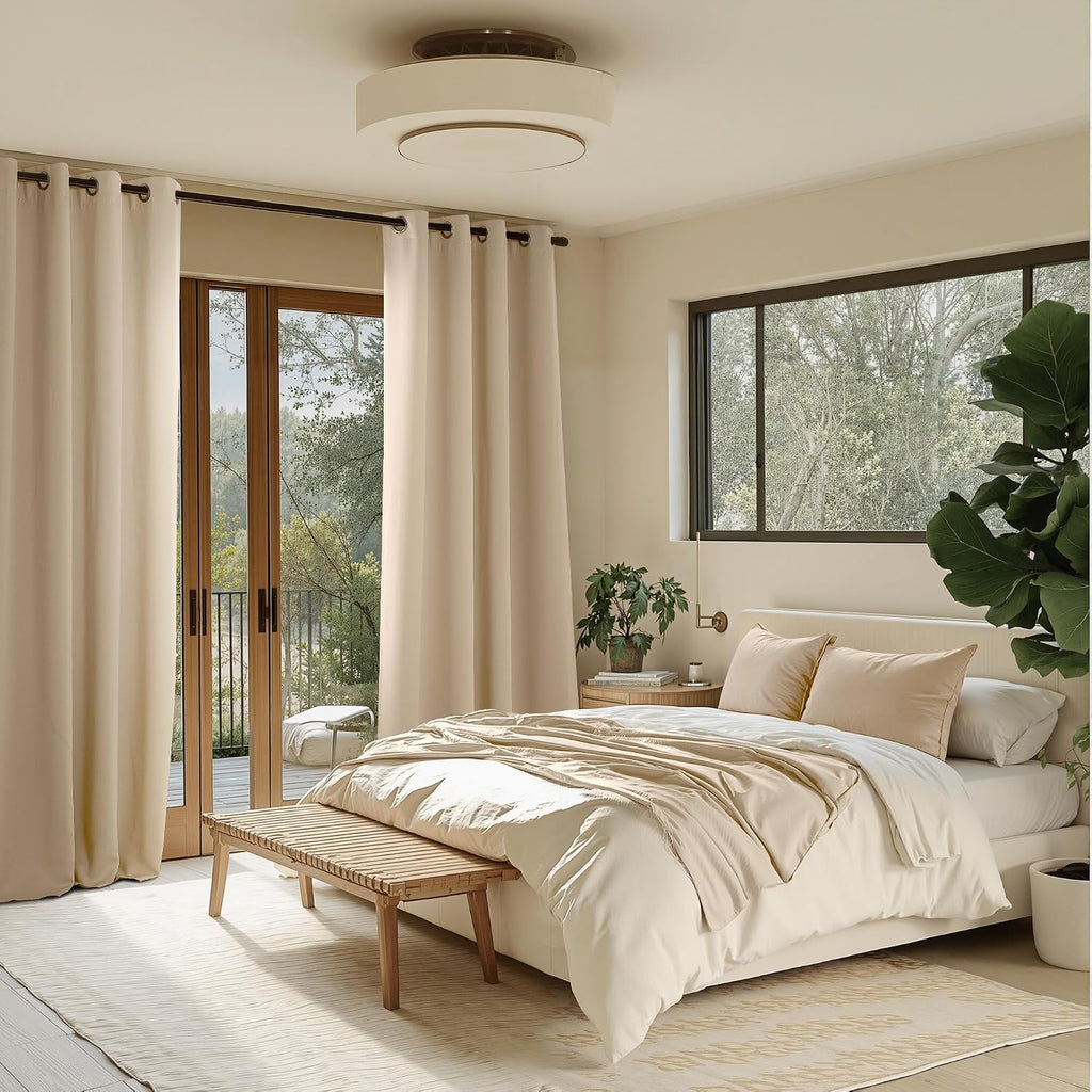 Nicetown Room Darkening Draperies Curtains Panels, 2 Panels Biscotti Beige W52 x L90 silver
