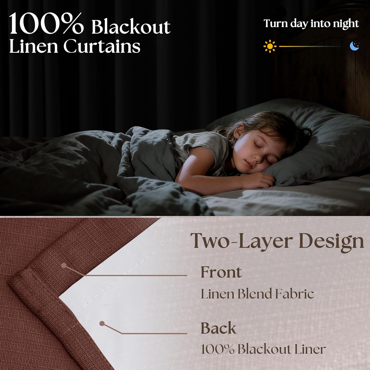 Twodrapes Brick Brown Pinch Pleated Blackout Linen Curtains 120 Inches Long for Living Room Bedroom 2 Panels Room Darkening Thermal Insulat…