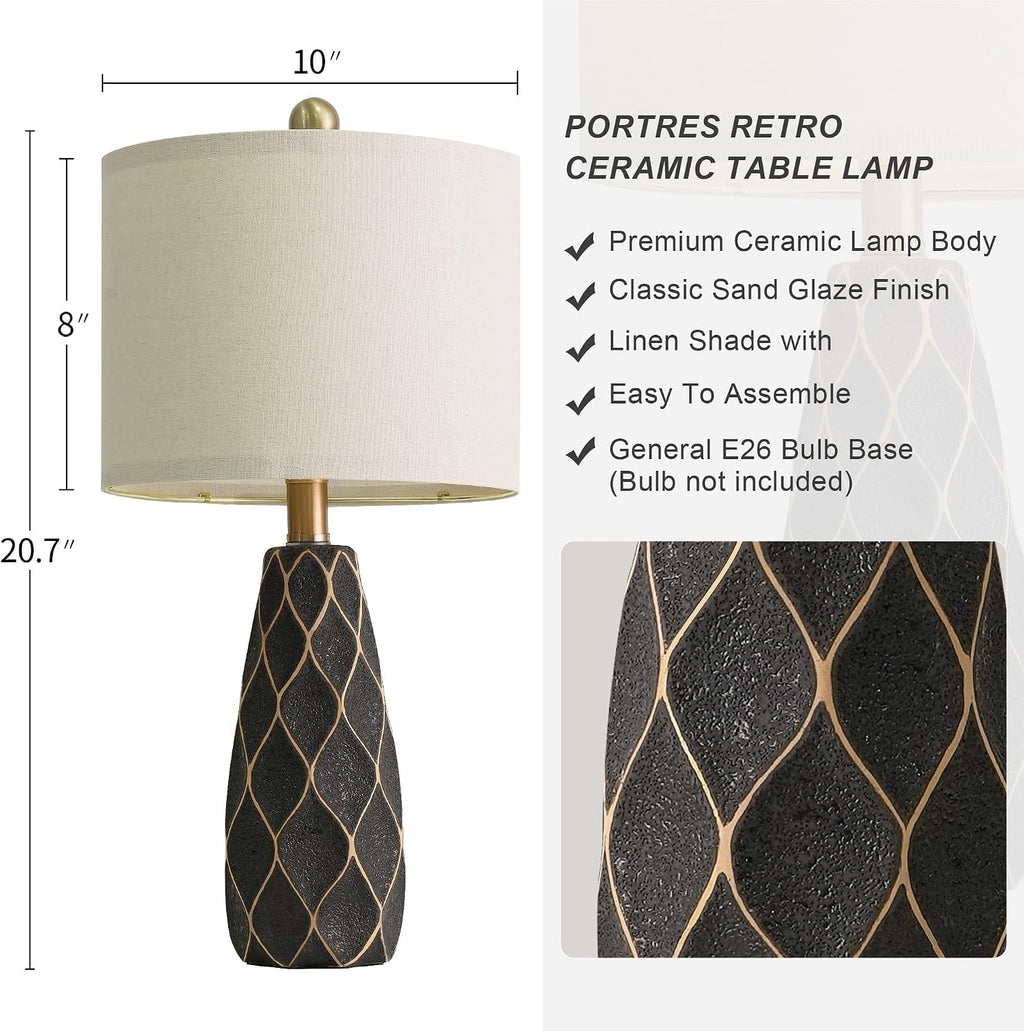 20.75" Small Table Lamps for Living Room Bedroom Lamps Set of 2 Ceramic Modern Boho Bedside Lamps Night Stands Farmhouse Vintage…