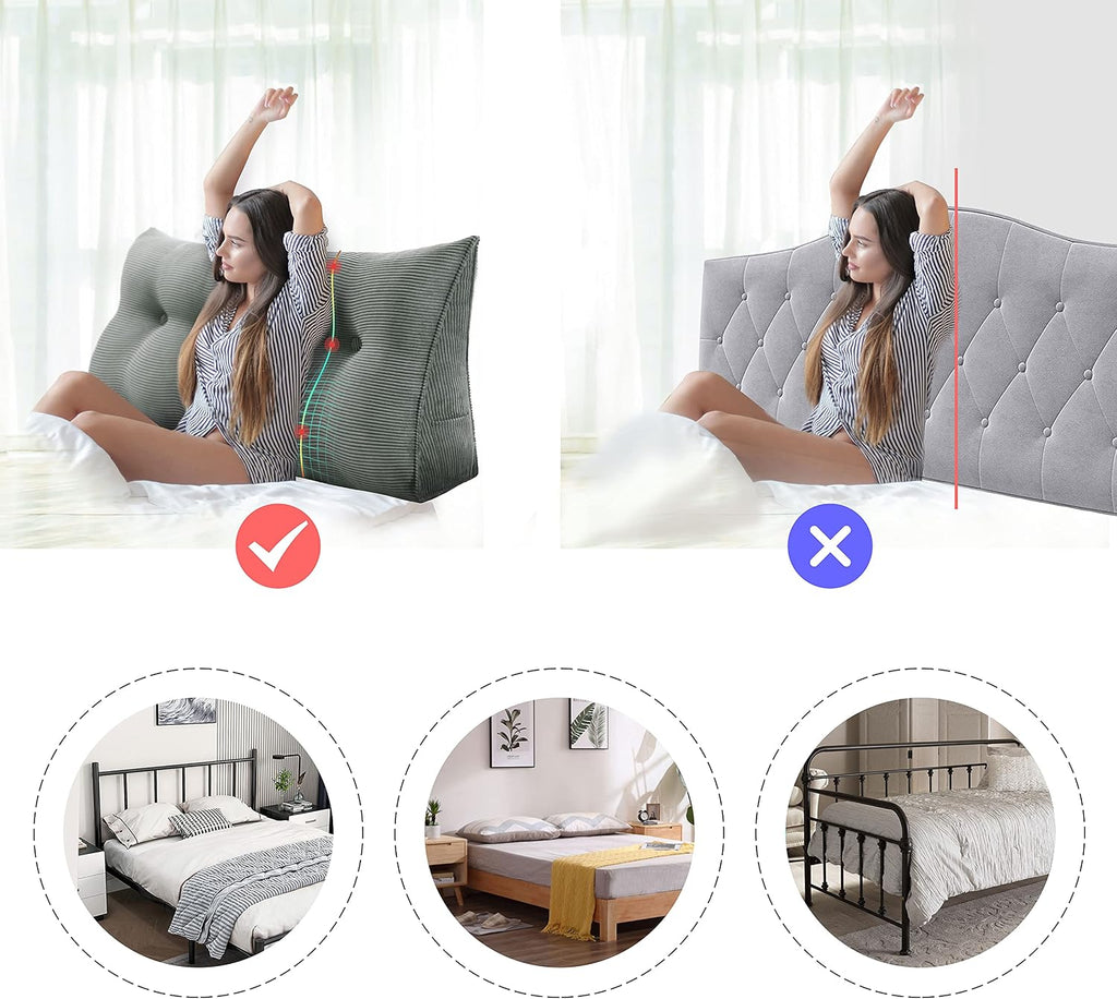 WOWMAX 100% Cotton Corduroy Triangular Pillow Covers Cases for Our Reading Pillows Large Bolster Headboard Backrest Wedge Pillow Cover…