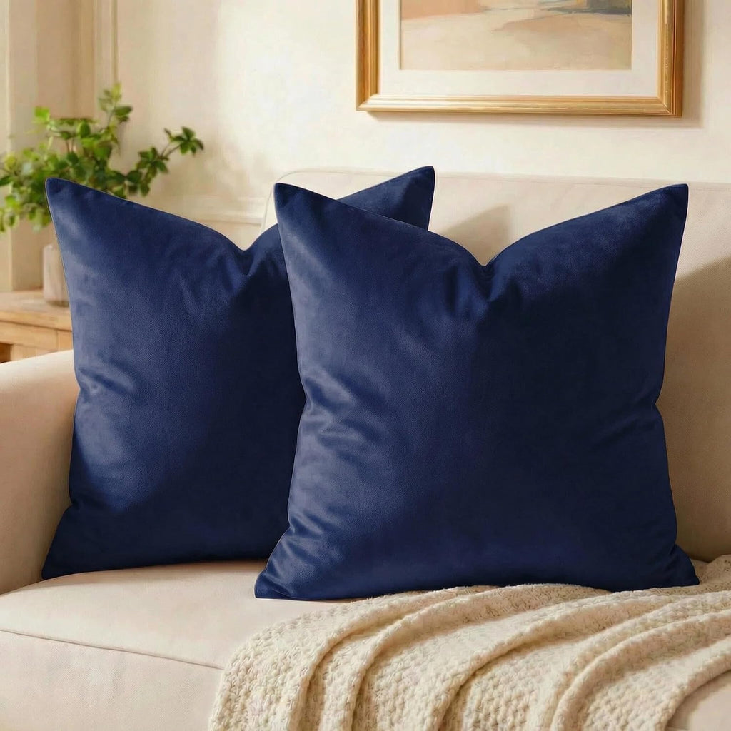 Edegen Navy Blue Velvet Throw Pillow Covers 20x20 Inch Pack of 2 Soft Decorative Square Cushion Covers Modern Luxury Home Decor for Sofa…