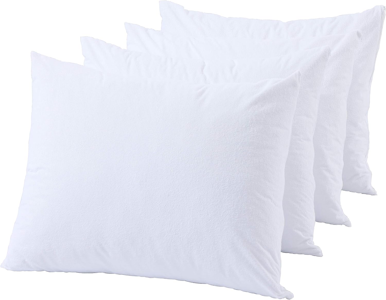 NiagaraSleepSolution Niagara Waterproof Pillow Protectors Queen 4 Pack Cotton Terry 100% Waterproof Cooling Zippered Cotton White T Pillow…
