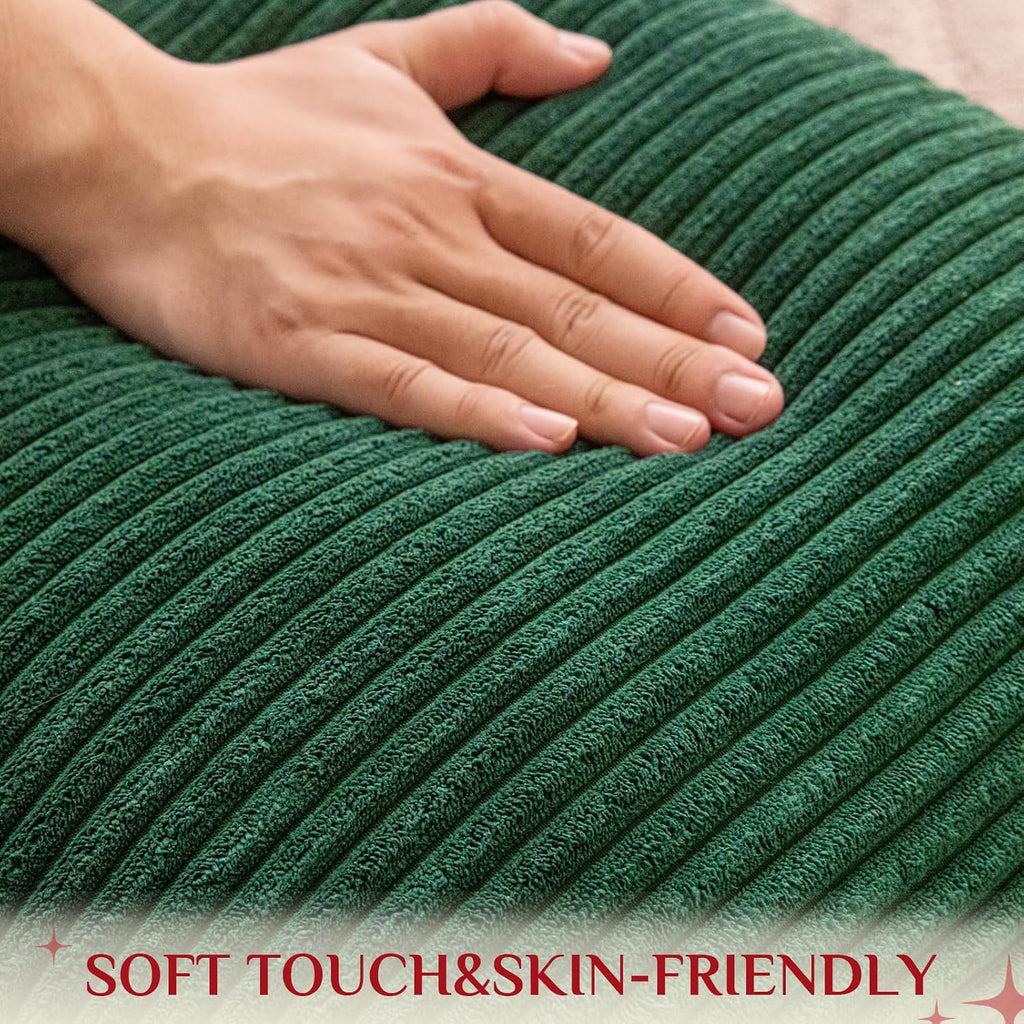 Softalker Green Spring Pillow Covers 18x18 Set of 2, Super Soft Boho Striped Corduroy Pillow Cover, Outdoor Decorative Throw Pillows for So…