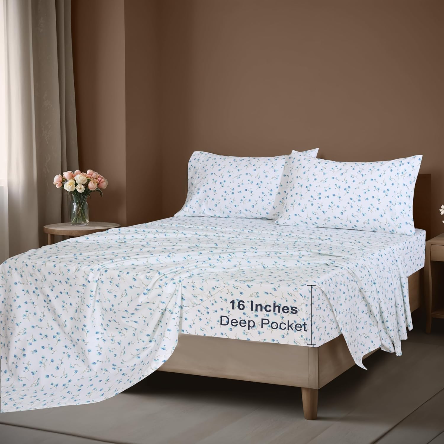 Zoyer 100% Cotton Sheets – King Size Percale Bedding, Cooling & Breathable, Durable with a Crisp, Soft & Comfortable Feel, 16" Deep Pocket,…