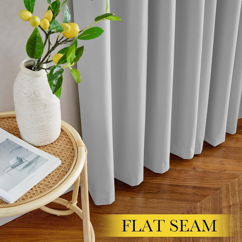 Nicetown 100% Blackout Off White Curtains for Bedroom, Grommet Thermal Window Treatments Portable Curtains Lightweight Travel Shades for Li…