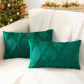 decorUhome Summer Throw Pillow Covers 12x20 Inch Set of 2, Soft Plush Faux Fur Wool Lumbar Green Accent Couch Pillow Covers for Modern Farm…