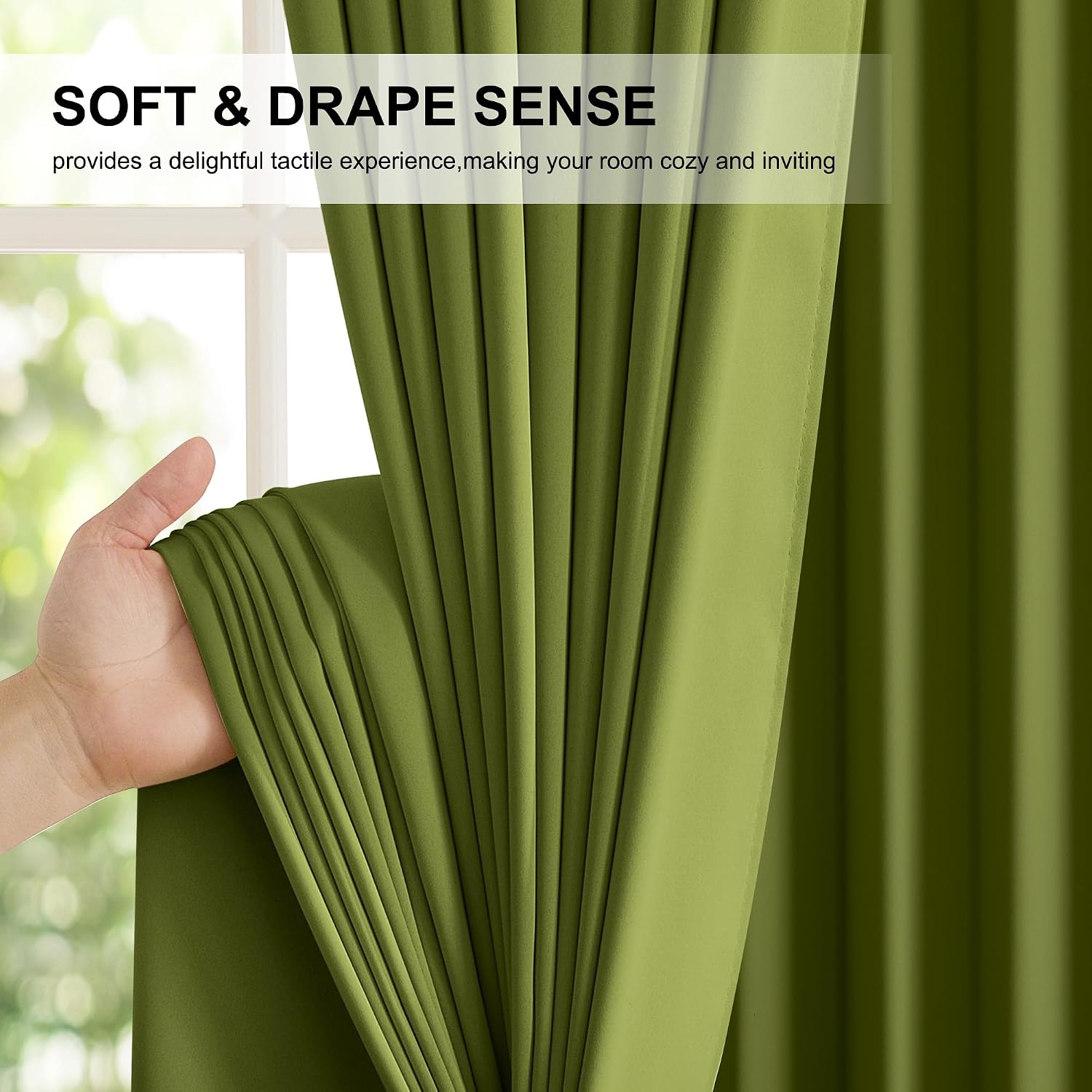 Nicetown 2 Panels 100% Blackout Curtains, Olive Green 52x84 Inches Black Lined Insulated Window Treatment, Total Light Blocking Rod Pocket…