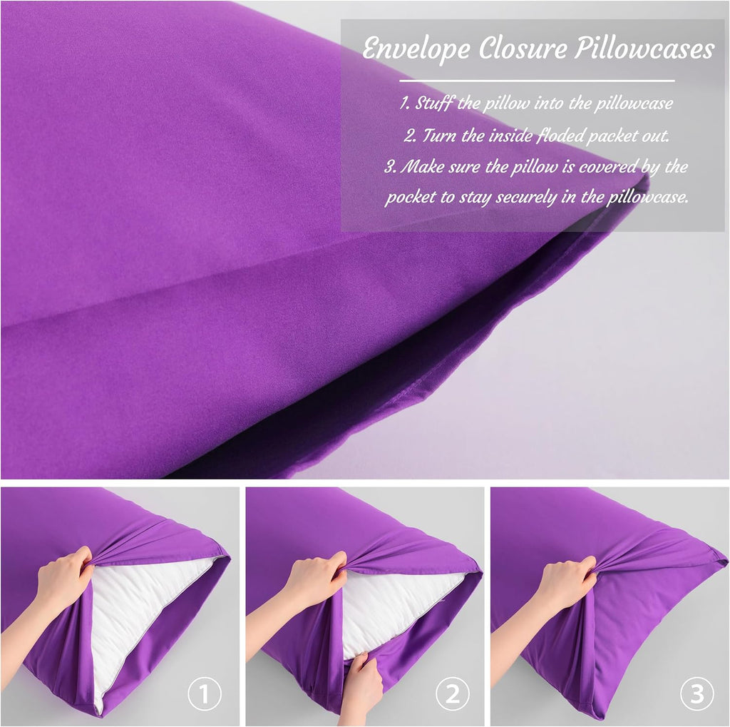 Ntbay Toddler Pillow Cases Set of 2, 2 Pack Brushed Microfiber 14x20 Pillow Cases, Soft, Wrinkle, Fade, Stain Resistant Purple Pillow Cases…
