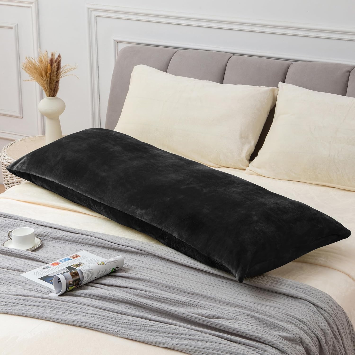 Bedelite Body Pillow Cover with Zipper Closure, Super Soft and Cozy Fuzzy Fleece Pillowcase 20 x 54 Inches, Luxury Fluffy Plush Long Body P…