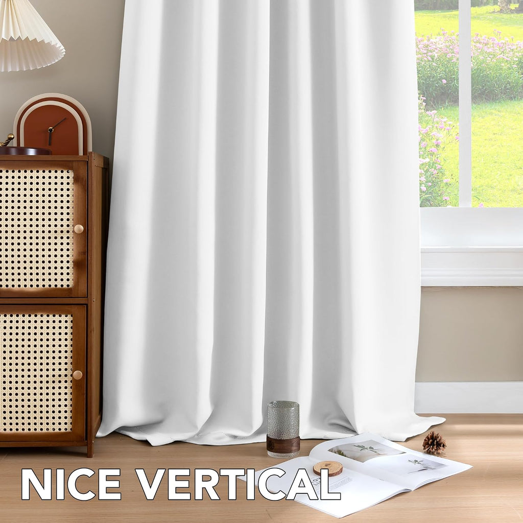 H.VERSAILTEX White Curtains Thermal Insulated Window Treatment Panels Room Darkening Privacy Assured Drapes for Living Room Bac…