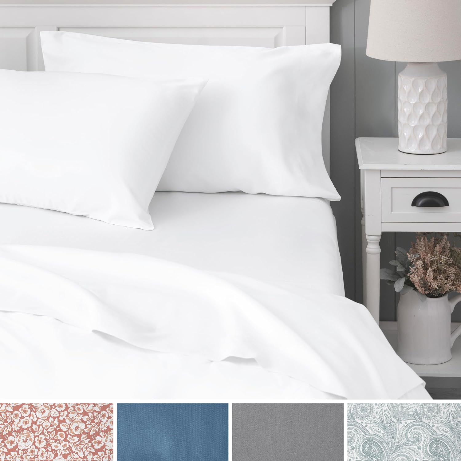 WelhomeByWelspun Welhome Twin Size Bed Sheet Set, 100% Cotton Percale Deep Pocket Super Soft Bedding Set, Cooling, Breathable & Extra Soft,…